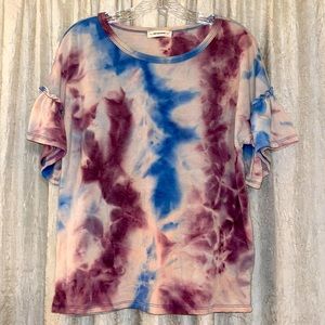 ee:some Tie Dye Ruffle Sleeve Top Sz S